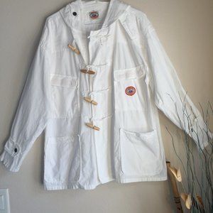 Vintage Pusser’s West Indies Nautical Cotton Jacket White Coat Hooded